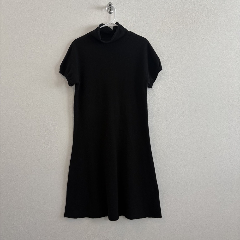 Margaret O'Leary Tunic Dress Womens XL 100% Cashmere Black Sweater Cowl Neck
